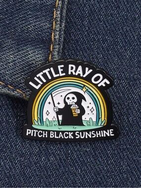Little Ray of Pitch Black Sunshine Enamel Pin - Rainbow Grim Reaper